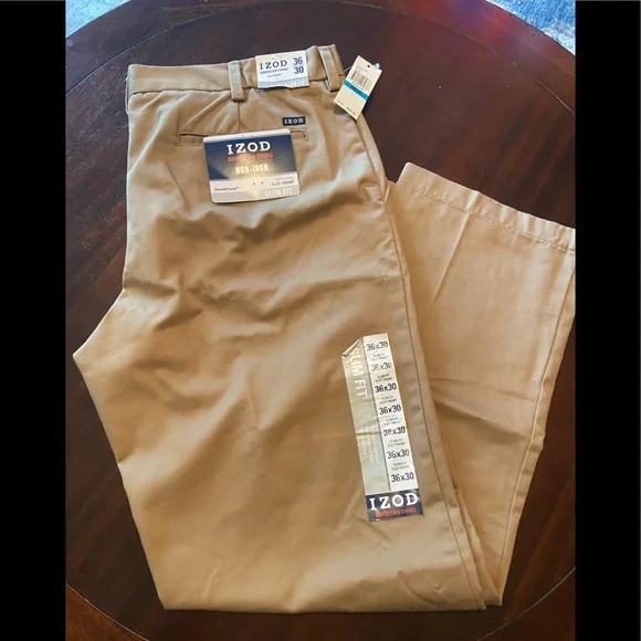 IZOD NEW $75 Classic Fit Wrinkle Free Flat Front Khaki Chino Pant Men's